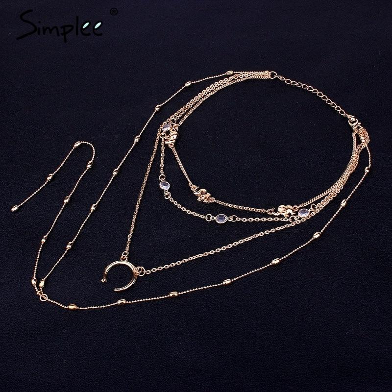 Simplee Chic moon multilayer statement necklace