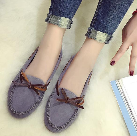 Genuine Leather Comfortable Breathable Soft Sole Lazy Loafers Flat Shoes