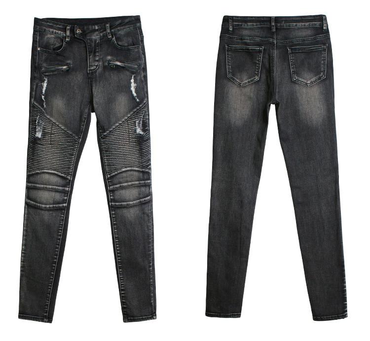 Zipper High Waist Skinny Jeans Woman Denim Pencil Black Jeans