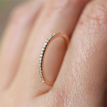 Simple Cubic Zirconia Lovers Rose Gold Ring