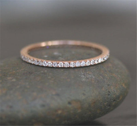 Simple Cubic Zirconia Lovers Rose Gold Ring