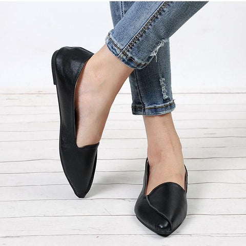 Casual Slip On Flats Pointed Toe Shallow Low Heel Ballerinas Shoes