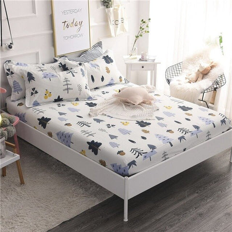 Y1 Cotton Fitted Sheet Bed with Elastic  Pad Mattress Protector