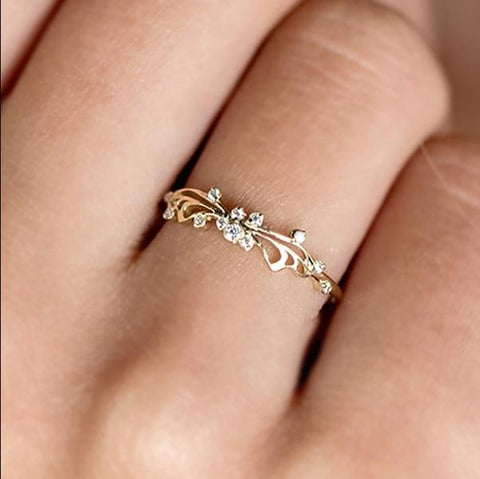 Chic Zircon Butterfly Wings Ring