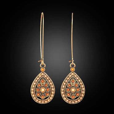 Vintage India Ethnic Water Drip Beads Dangle Drop Earrings