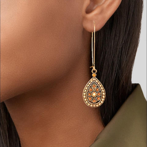 Vintage India Ethnic Water Drip Beads Dangle Drop Earrings