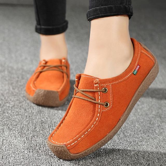 Flats Summer Leather Loafers Lace Up Casual Shoes – lastrafashion