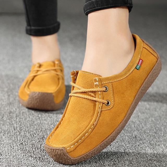 Flats Summer Leather Loafers Lace Up Casual Shoes – lastrafashion