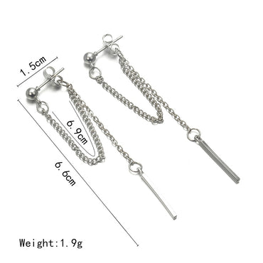 Tassel Fashion Retro Long Chain Metal Texture Earrings