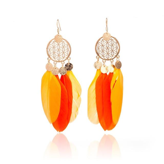 Bohemian Ethnic Long Statement Colorful Tassel Drop Earrings