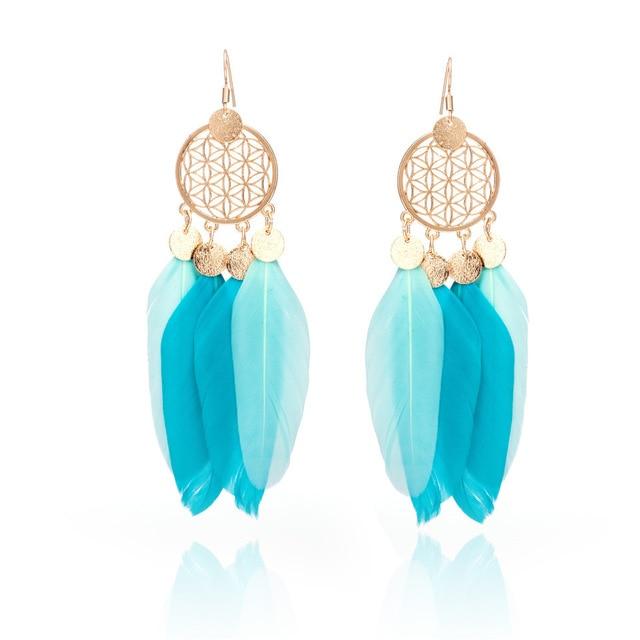 Bohemian Ethnic Long Statement Colorful Tassel Drop Earrings