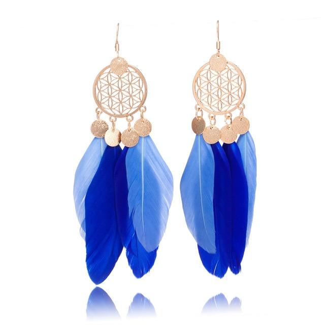 Bohemian Ethnic Long Statement Colorful Tassel Drop Earrings