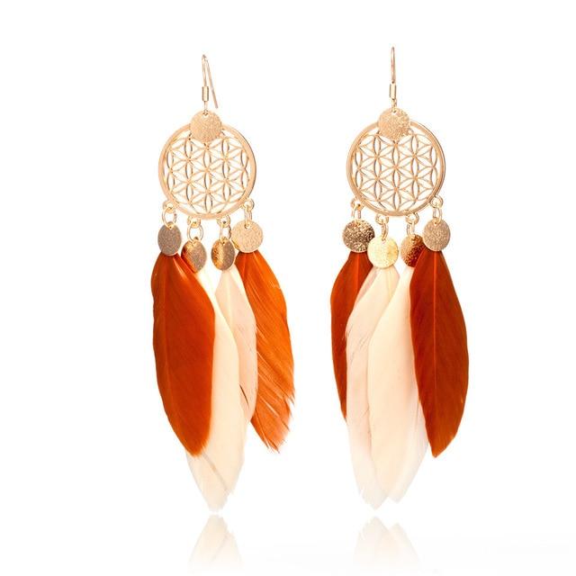 Bohemian Ethnic Long Statement Colorful Tassel Drop Earrings