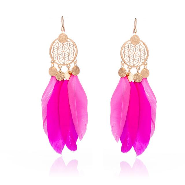 Bohemian Ethnic Long Statement Colorful Tassel Drop Earrings