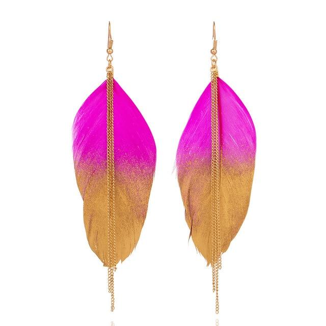 Bohemian Ethnic Long Statement Colorful Tassel Drop Earrings