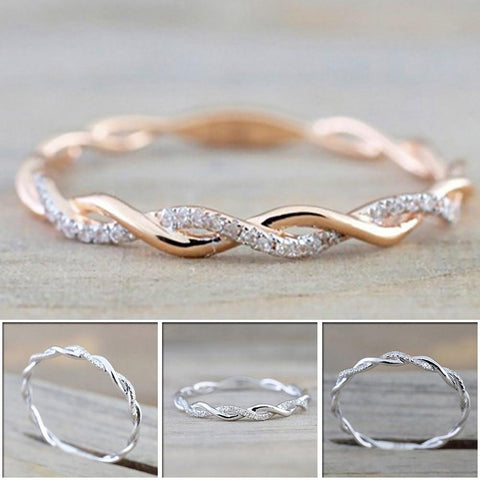 Round Thin Twist Rope Stacking  Stainless Steel Ring