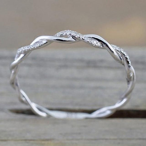 Round Thin Twist Rope Stacking  Stainless Steel Ring
