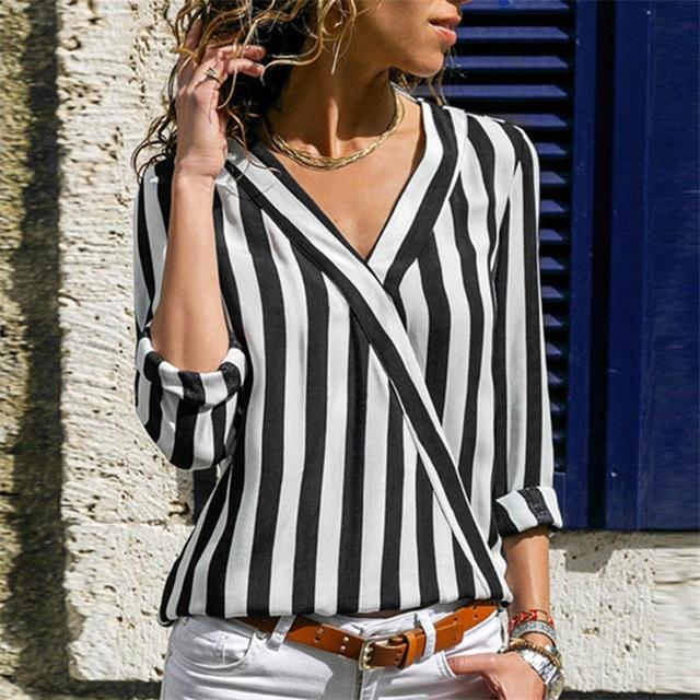 Casual Striped Blouse Top