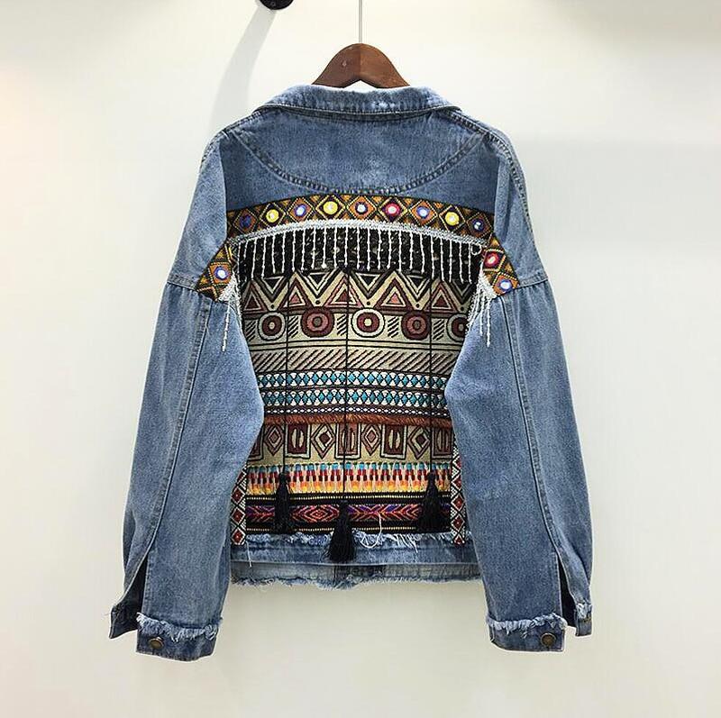 Embroidery denim vintage female jacket – lastrafashion