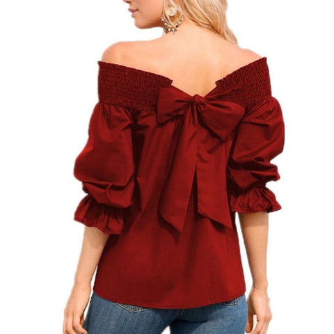 Sexy Off Shoulder Bowknot Blouse