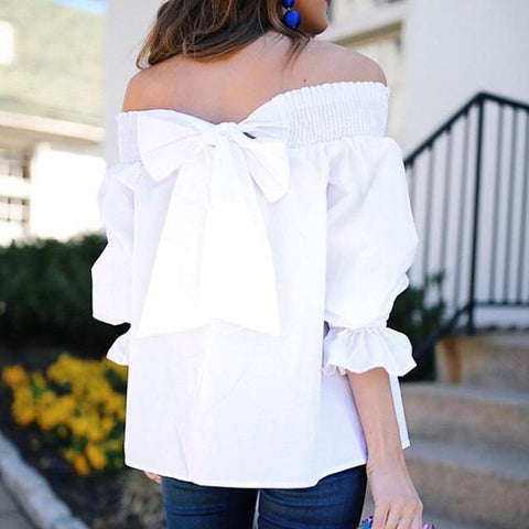 Sexy Off Shoulder Bowknot Blouse