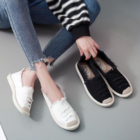 Flats Slip On Lazy Loafers Breathable Canvas Shoes