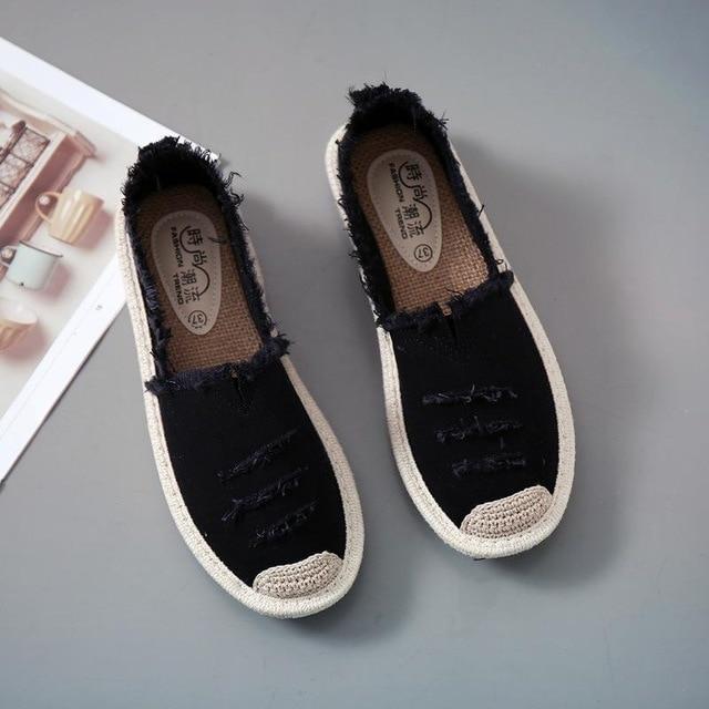 Flats Slip On Lazy Loafers Breathable Canvas Shoes