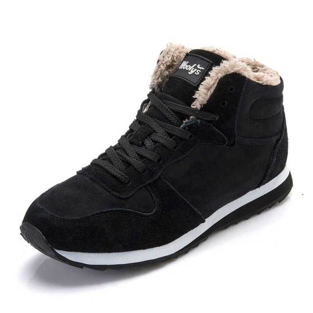 boots thick fur winter snow boots female sneakers lace-up shoes