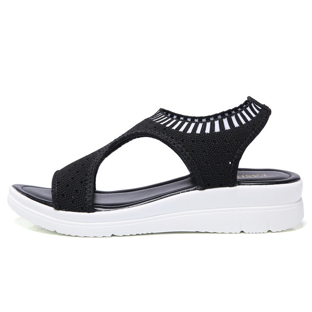 Female Summer Wedge Comfortable Slip-on Flat Sandals