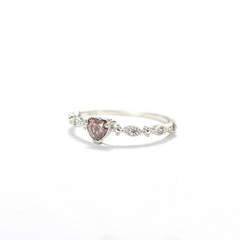 Simple Rose Heart Plated Gold Crystal Jewelry Ring