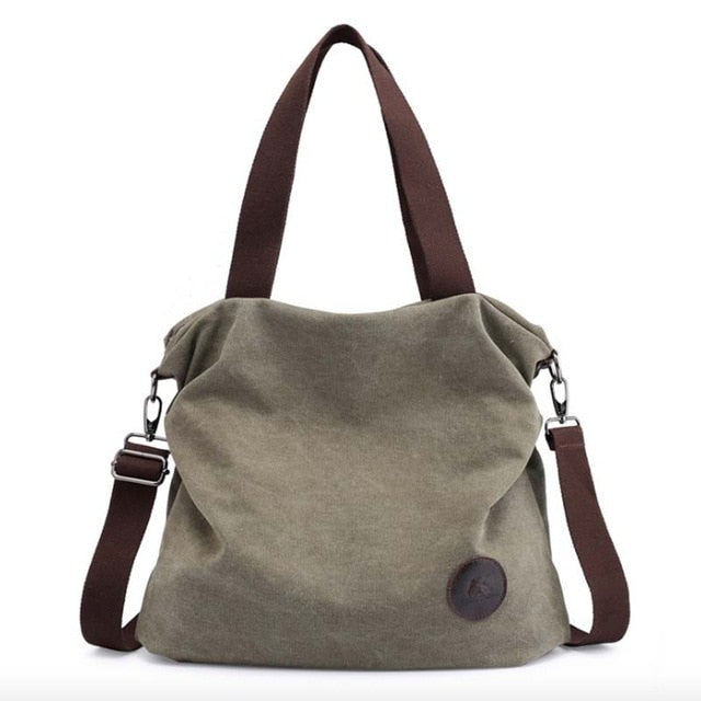 Large Pocket Canvas Leather Capacity Tote Shoulder Handbag – lastrafashion