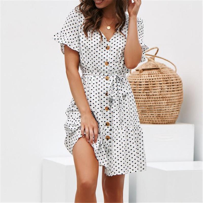 Chiffon Dress Polka Dot Boho Beach Dress