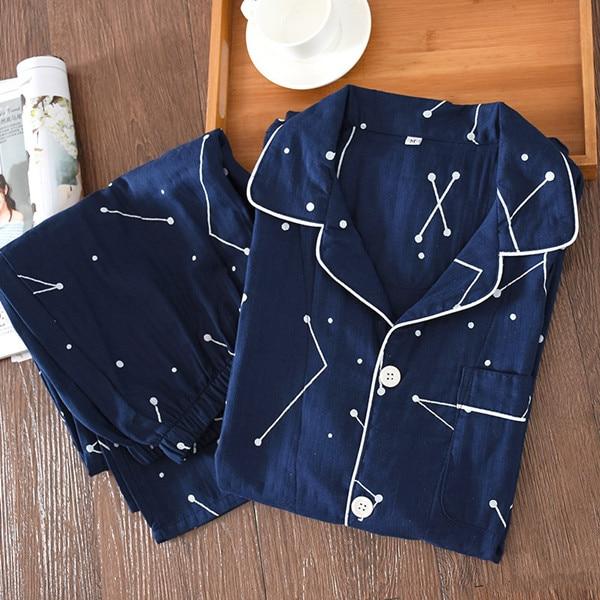 Spring Autumn Two Piece Long Sleeve Sleepwear