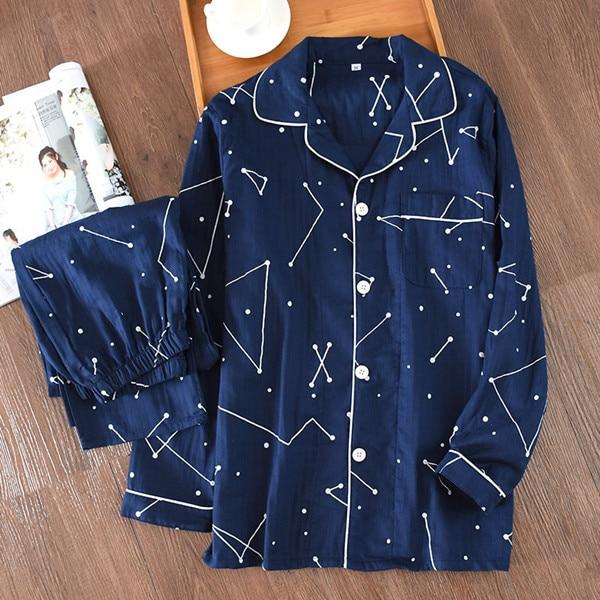 Spring Autumn Two Piece Long Sleeve Sleepwear