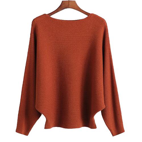 Slash Neck Knitted Winter Batwing Sleeve Sweater