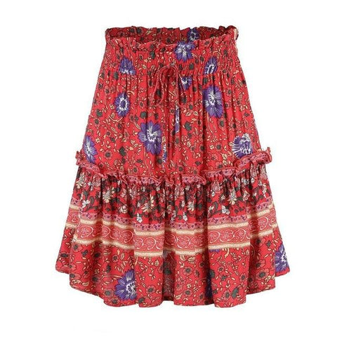 Floral Printed boho mini skirt