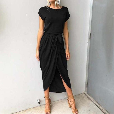 Slim Elegant Bodycon Asymmetrical Long Maxi Dress