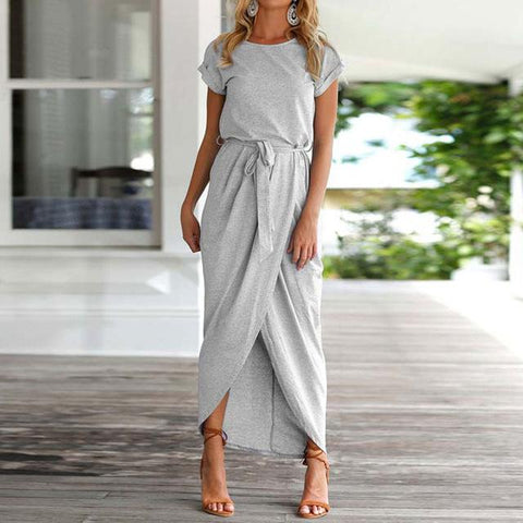 Slim Elegant Bodycon Asymmetrical Long Maxi Dress
