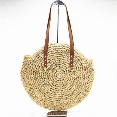 Vintage Round Straw Beach Bag