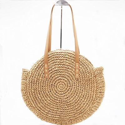 Vintage Round Straw Beach Bag