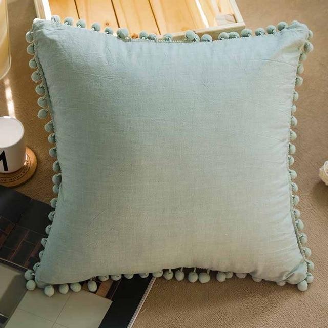 45*45cm Sofa Solid Pompom Cushion Cover