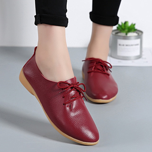 Genuine Leather Loafers Moccasins Soft Pointed Toe Casual Shoes