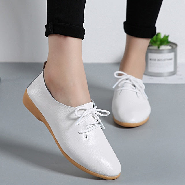 Genuine Leather Loafers Moccasins Soft Pointed Toe Casual Shoes