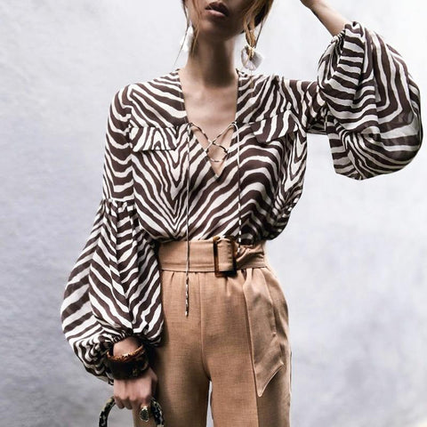 Zebra stripe printed blouse shirt