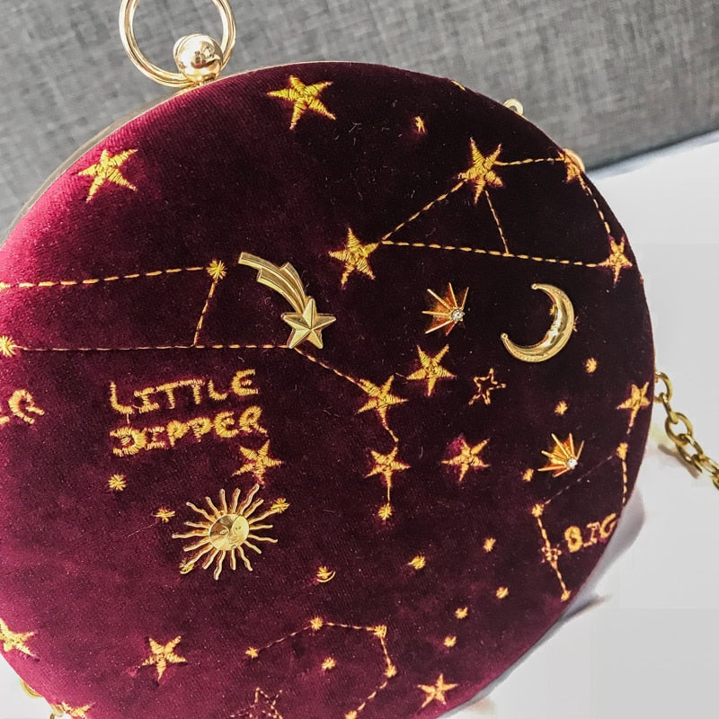 Starry Sky Circular Fashion Suede Shoulder Bag