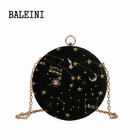 Starry Sky Circular Fashion Suede Shoulder Bag