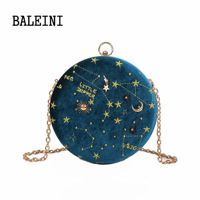 Starry Sky Circular Fashion Suede Shoulder Bag