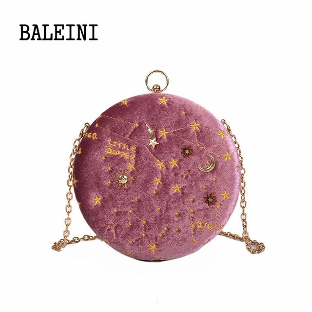 Starry Sky Circular Fashion Suede Shoulder Bag