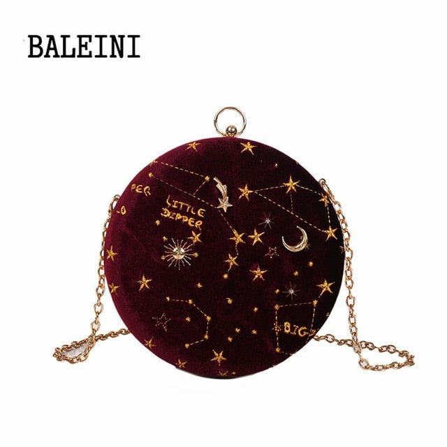 Starry Sky Circular Fashion Suede Shoulder Bag