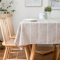 Nordic Stripe Style Cotton linen Tablecloth